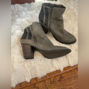 Gray Ankle Booties with Zipper Detail